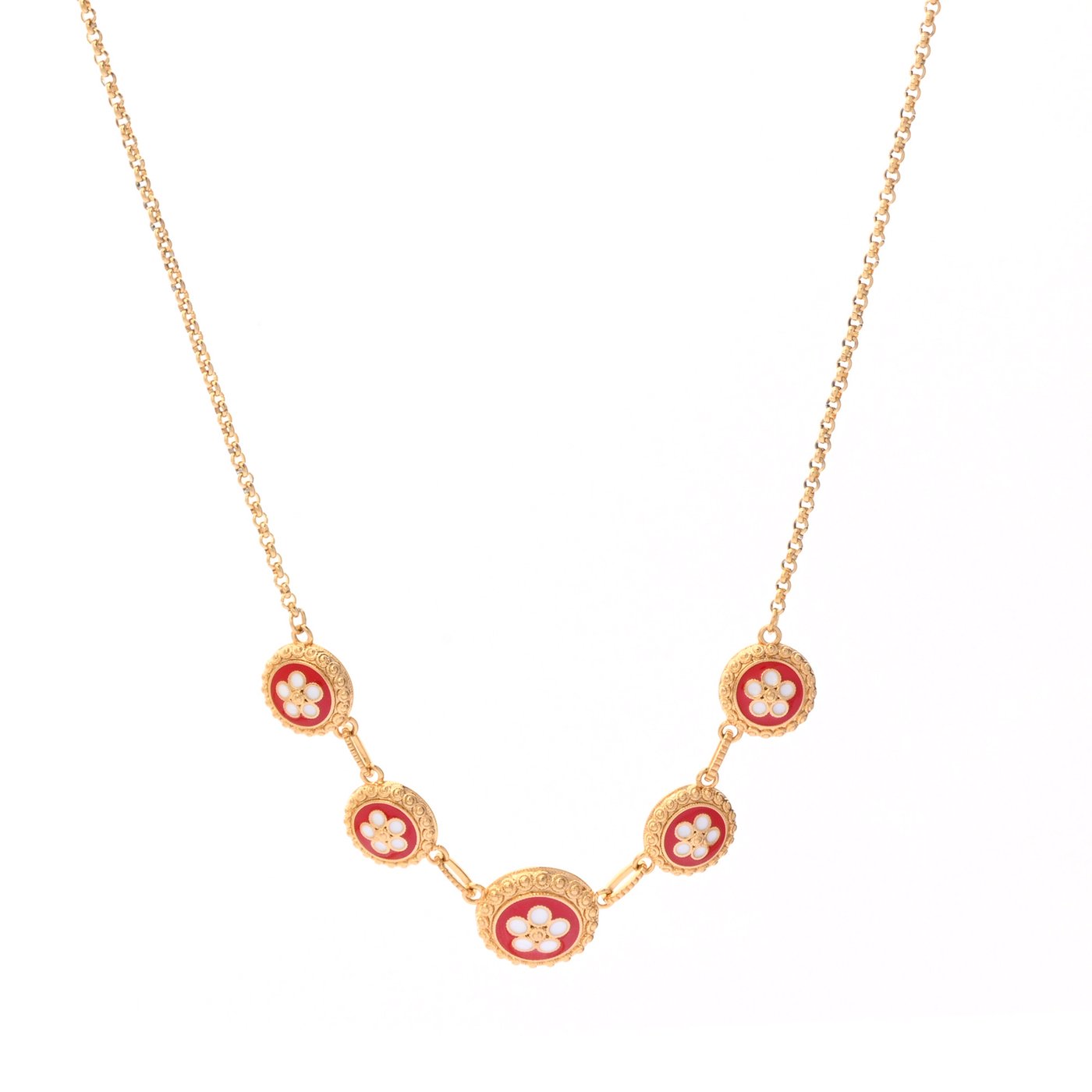 Gold plated necklace 5 traditional flowers GB