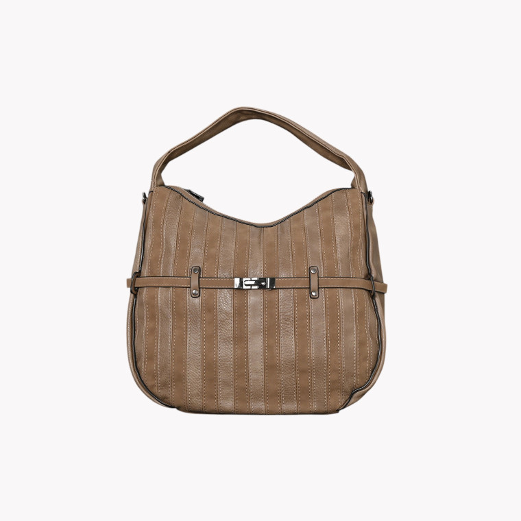 Shoulder bag with stripes and belt effect