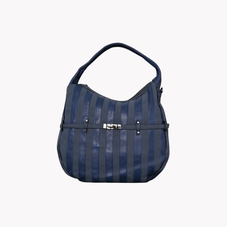 Shoulder bag with stripes and belt effect