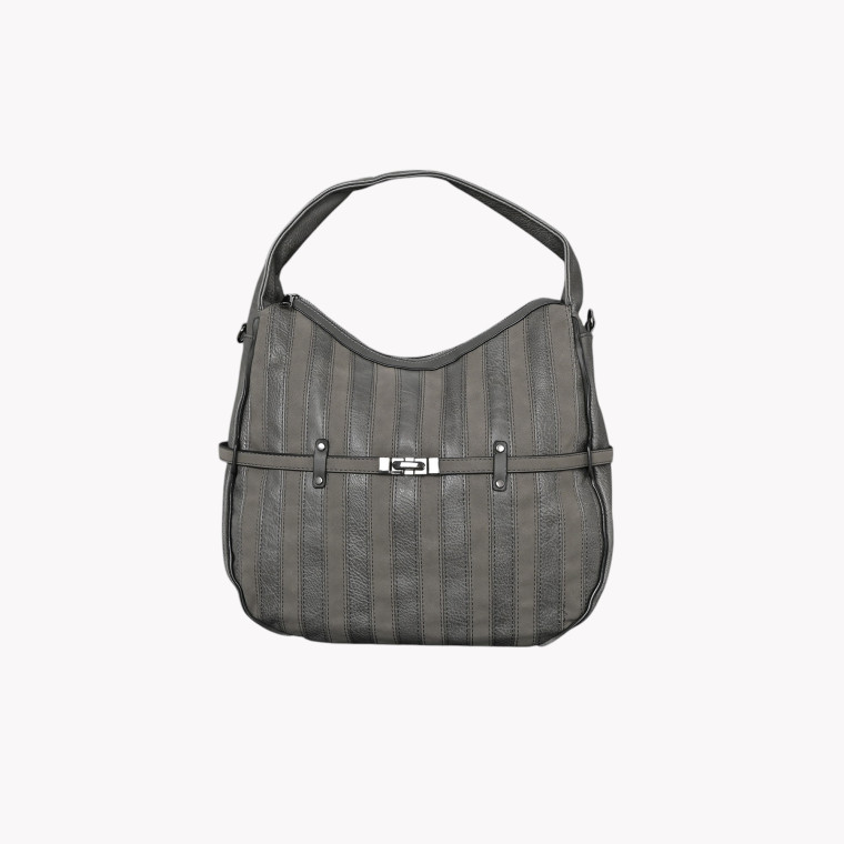 Shoulder bag with stripes and belt effect