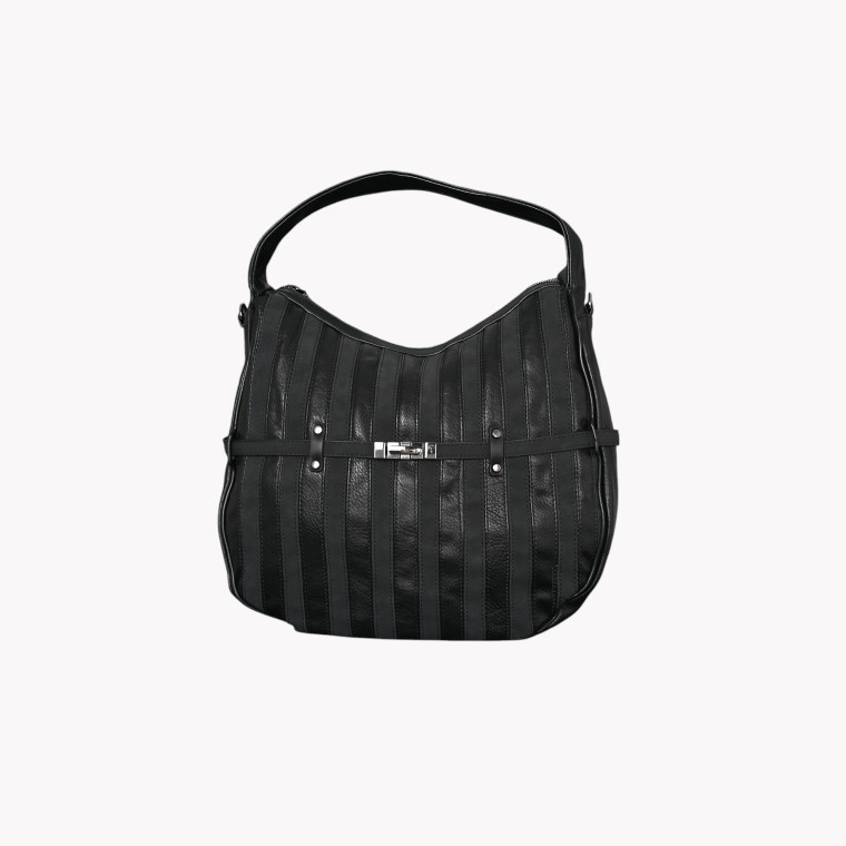 Shoulder bag with stripes and belt effect