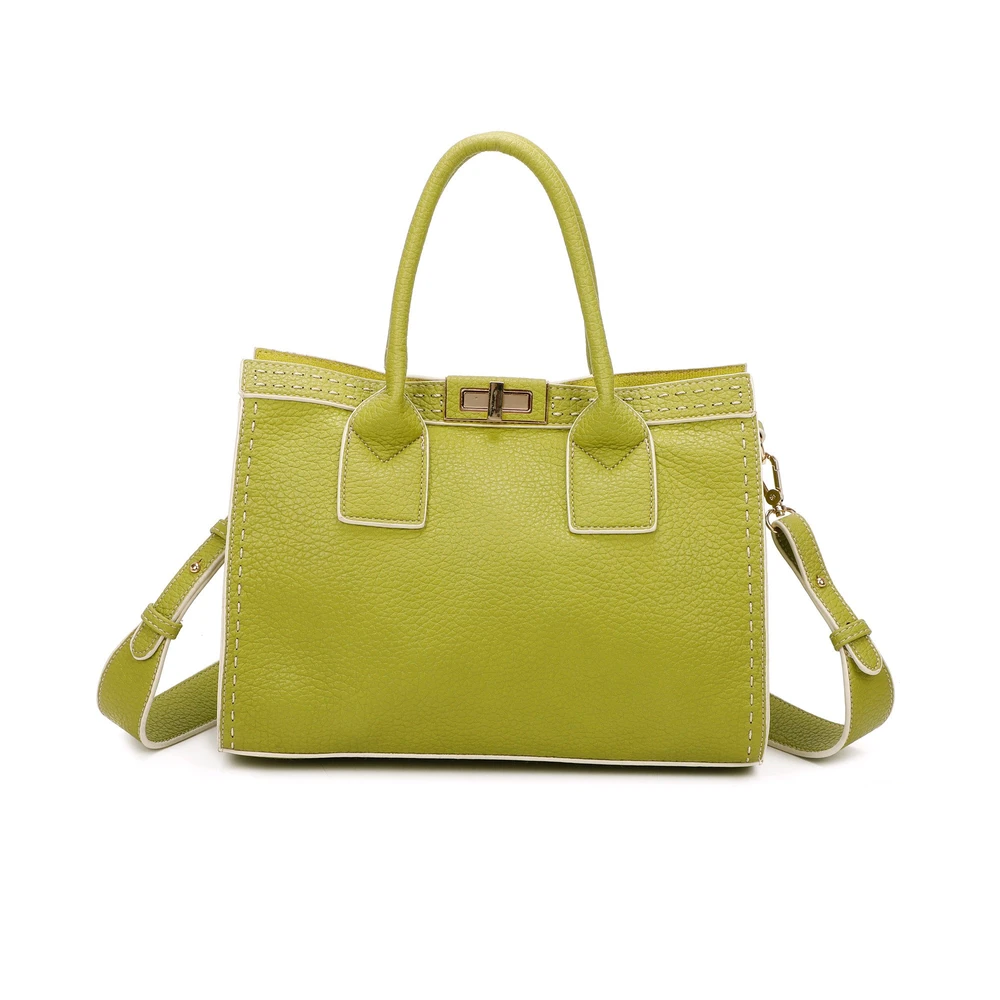 Bag with stitching details and GB gold clasp