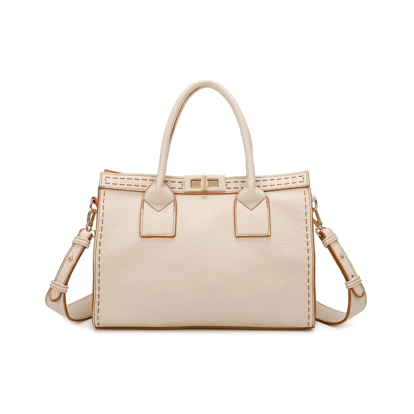 Bolso con detalles de costuras y cierre de oro GB