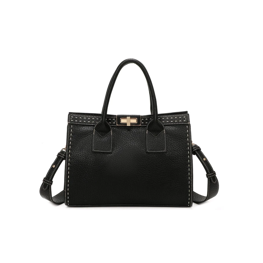 Bag with stitching details and GB gold clasp