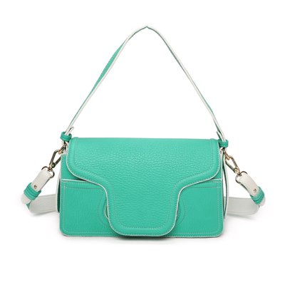 Shoulder bag with distinctive flap closure GB