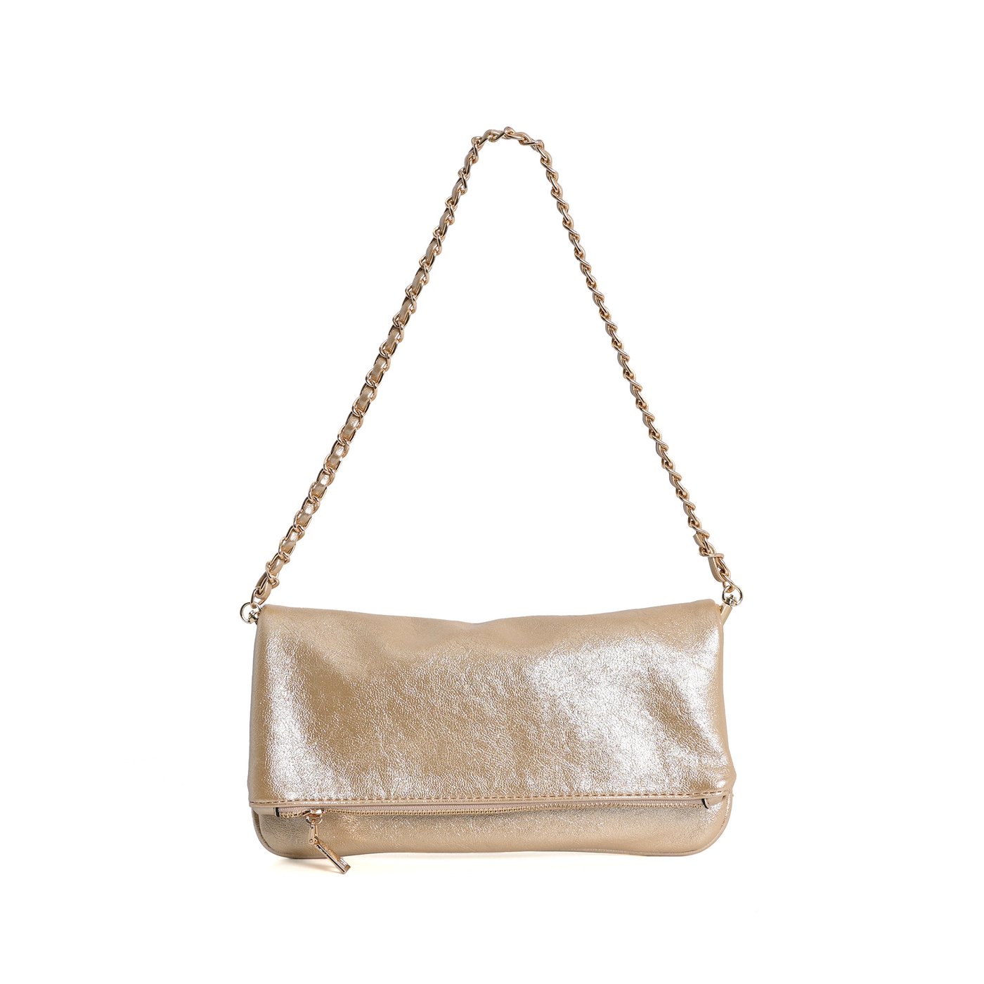 Bolso de hombro GB estilo clutch con textura metalizada