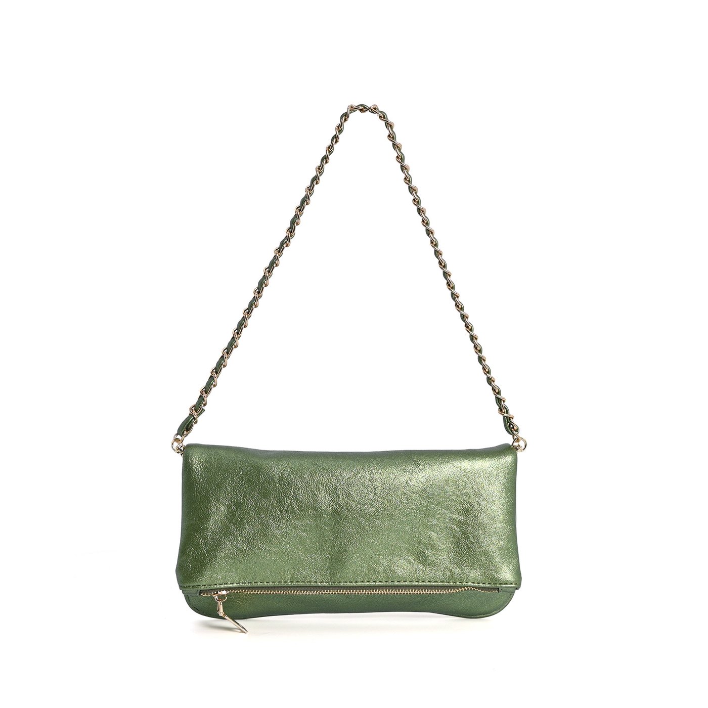 Bolso de hombro GB estilo clutch con textura metalizada