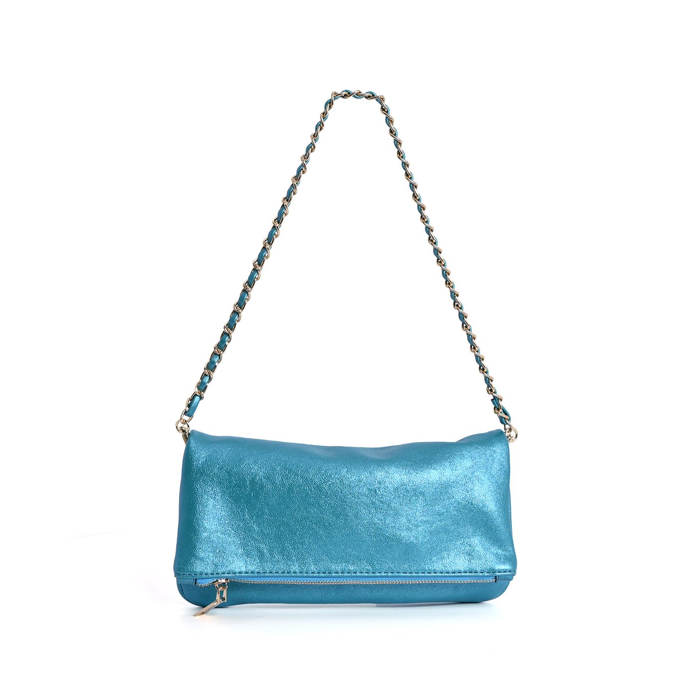 Bolso de hombro GB estilo clutch con textura metalizada