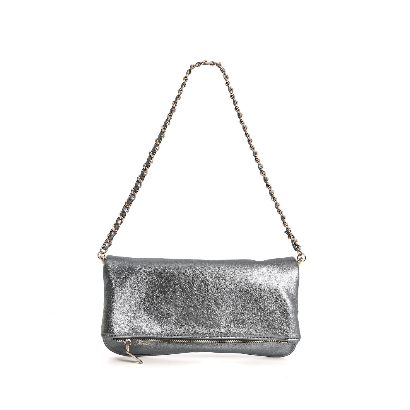 GB metallic textured clutch-style shoulder bag