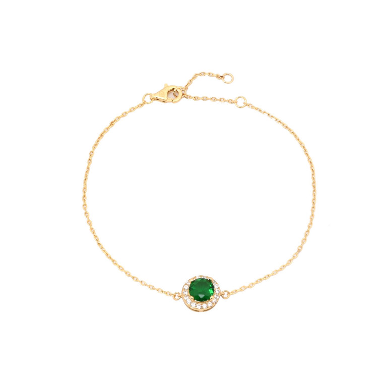 Pulseira S925 redonda verde GB