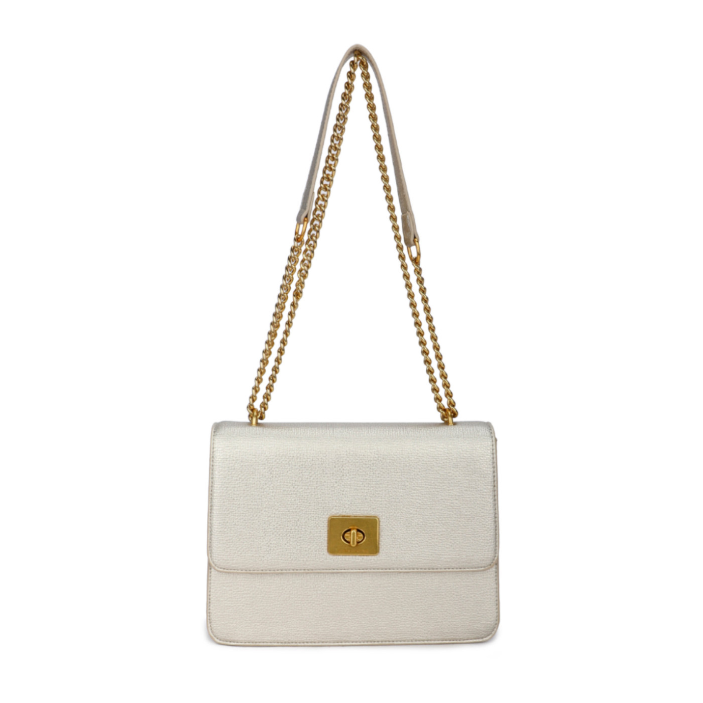 Shoulder bag with golden clasp