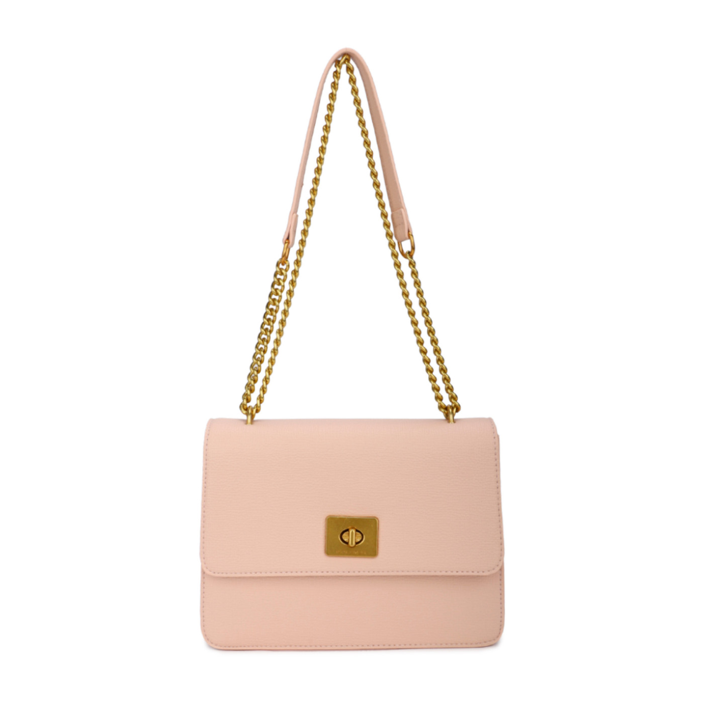 Shoulder bag with golden clasp