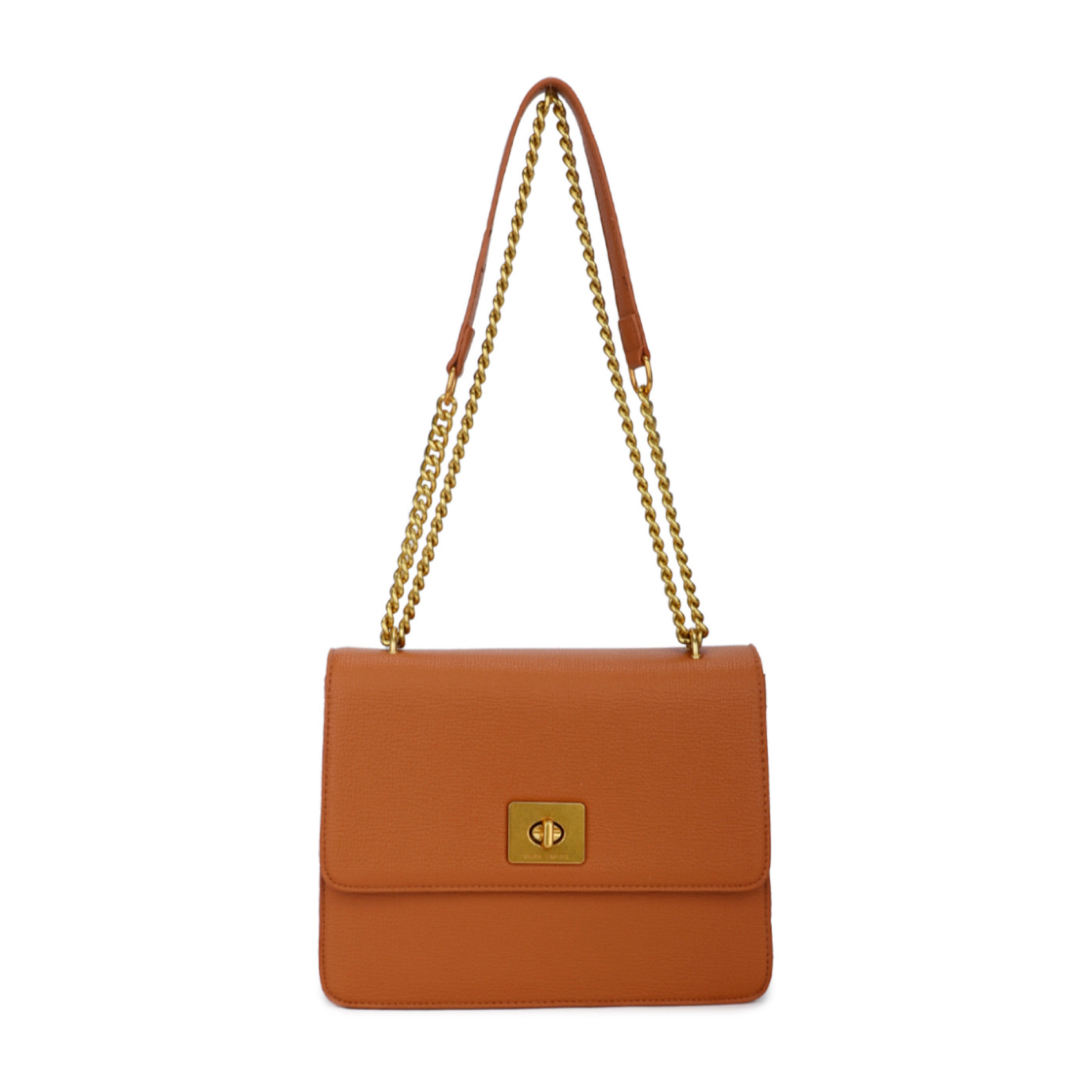 Shoulder bag with golden clasp