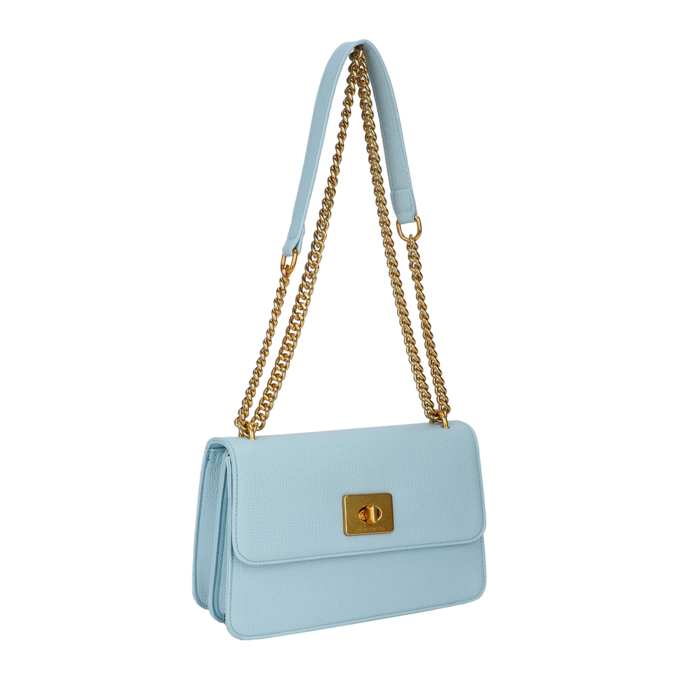 Shoulder bag with golden clasp