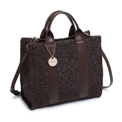 Borsa shopper con dettaglio in rafia