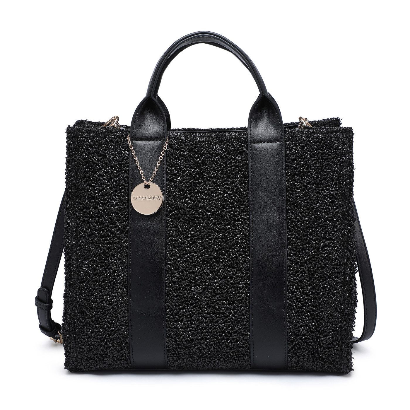 Bolso shopper con detalle de rafia