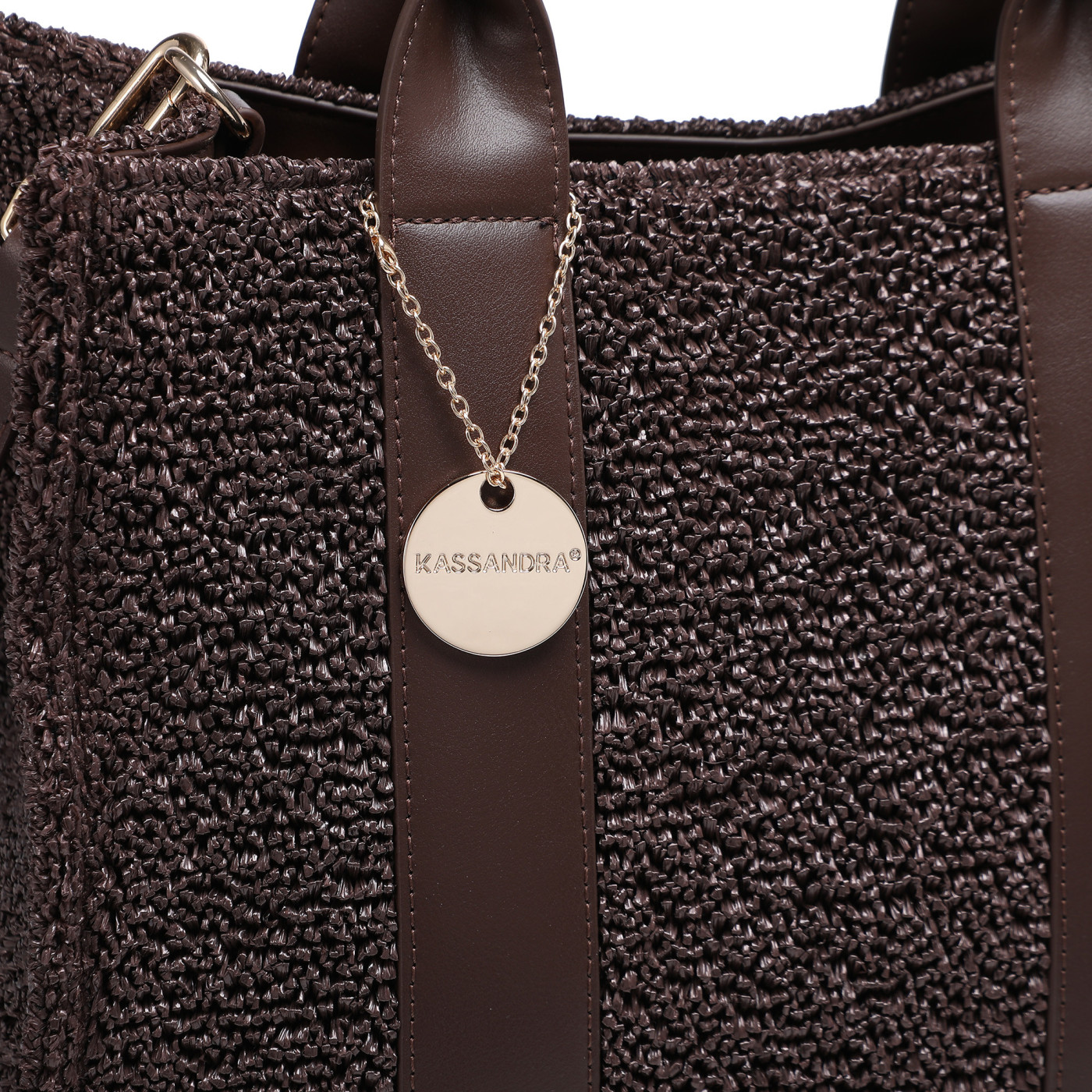 Shopper bag with raffia detail