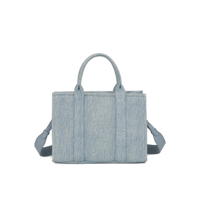 Denim shopper bag with rhinestones