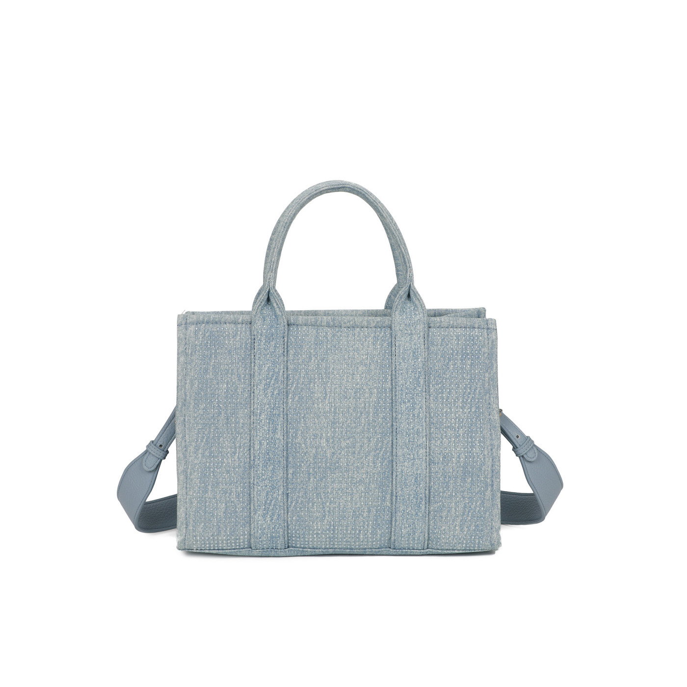 Borsa shopper in denim con brillanti