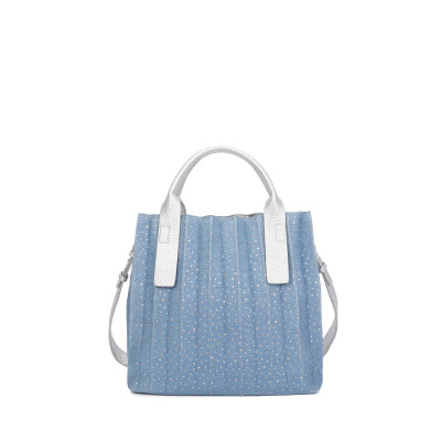 Borsa shopper in denim con stelle