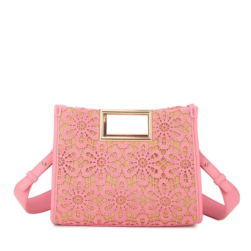 Borsa a mano con fiori ricamati