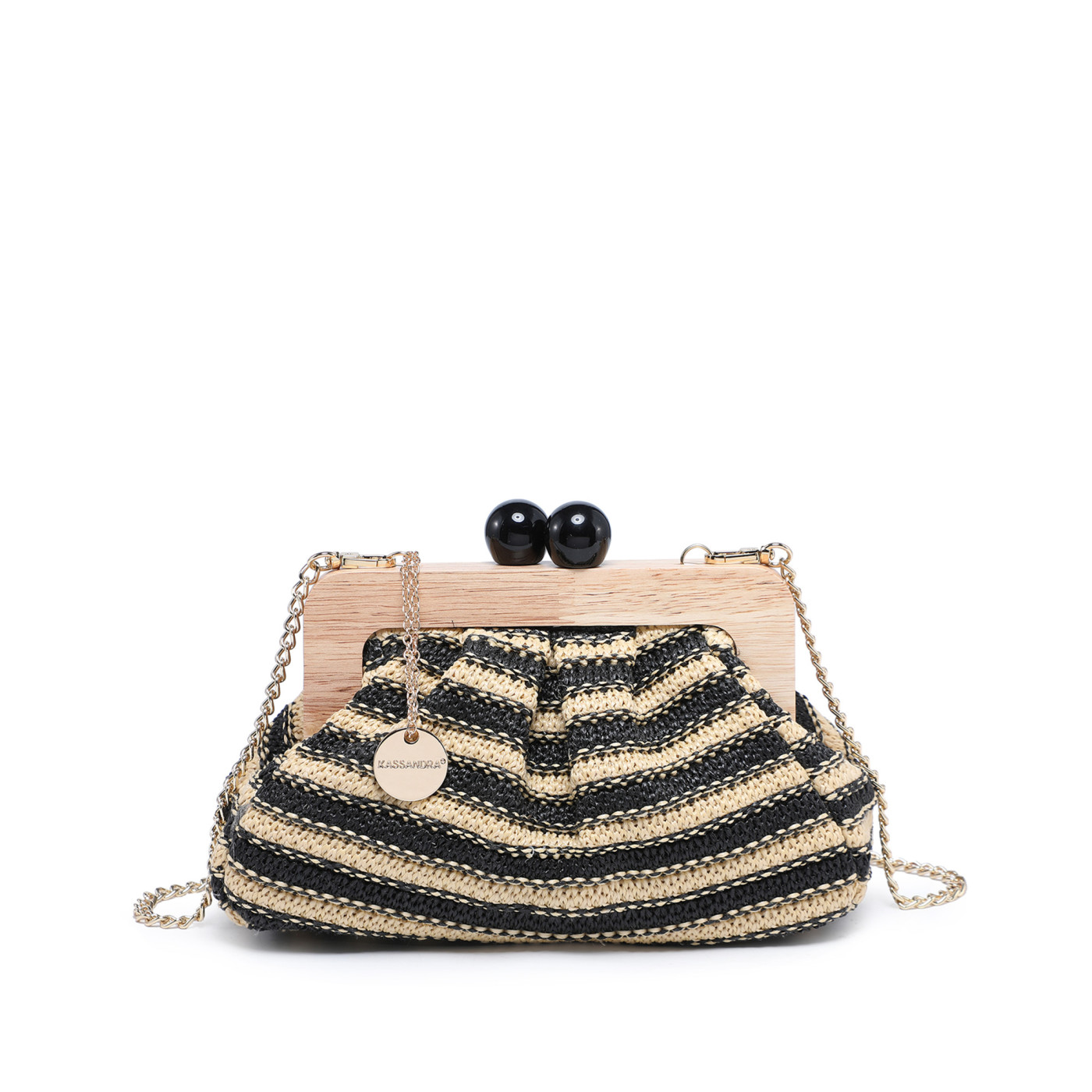 Raffia handbag with stripes