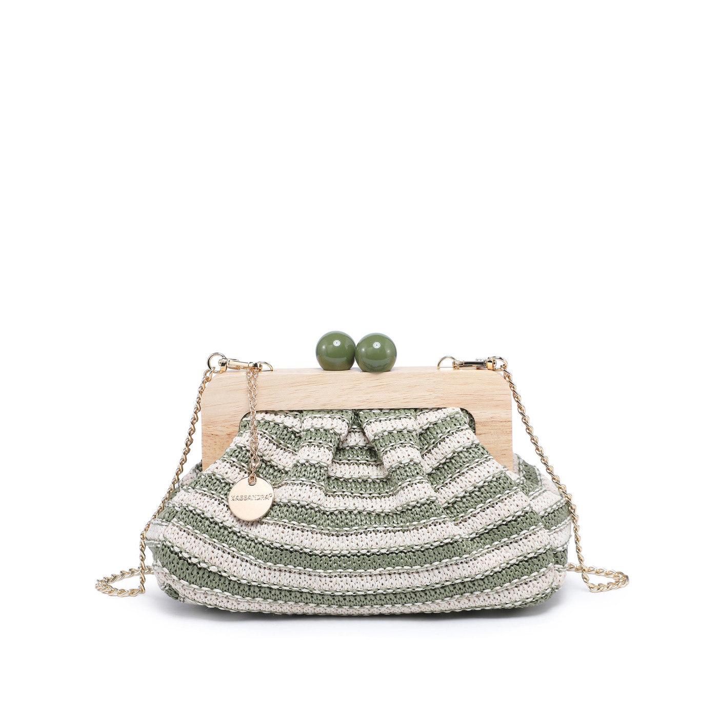 Raffia handbag with stripes