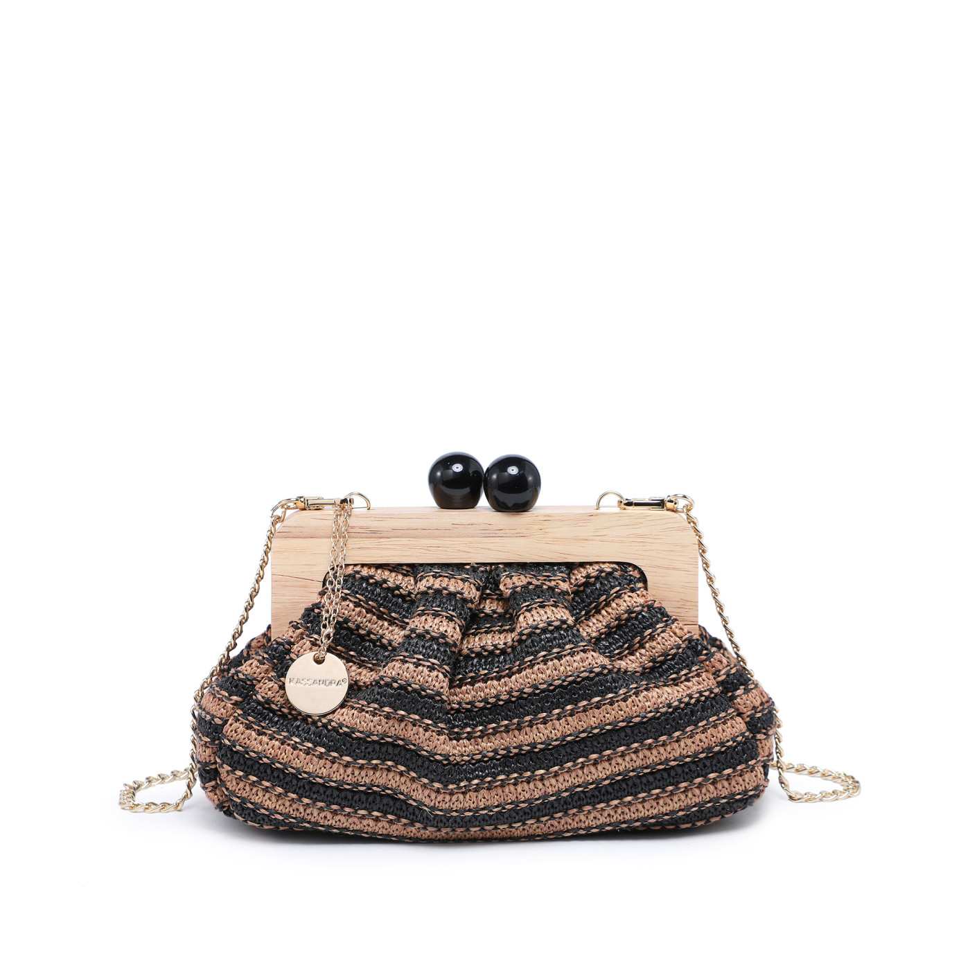 Raffia handbag with stripes