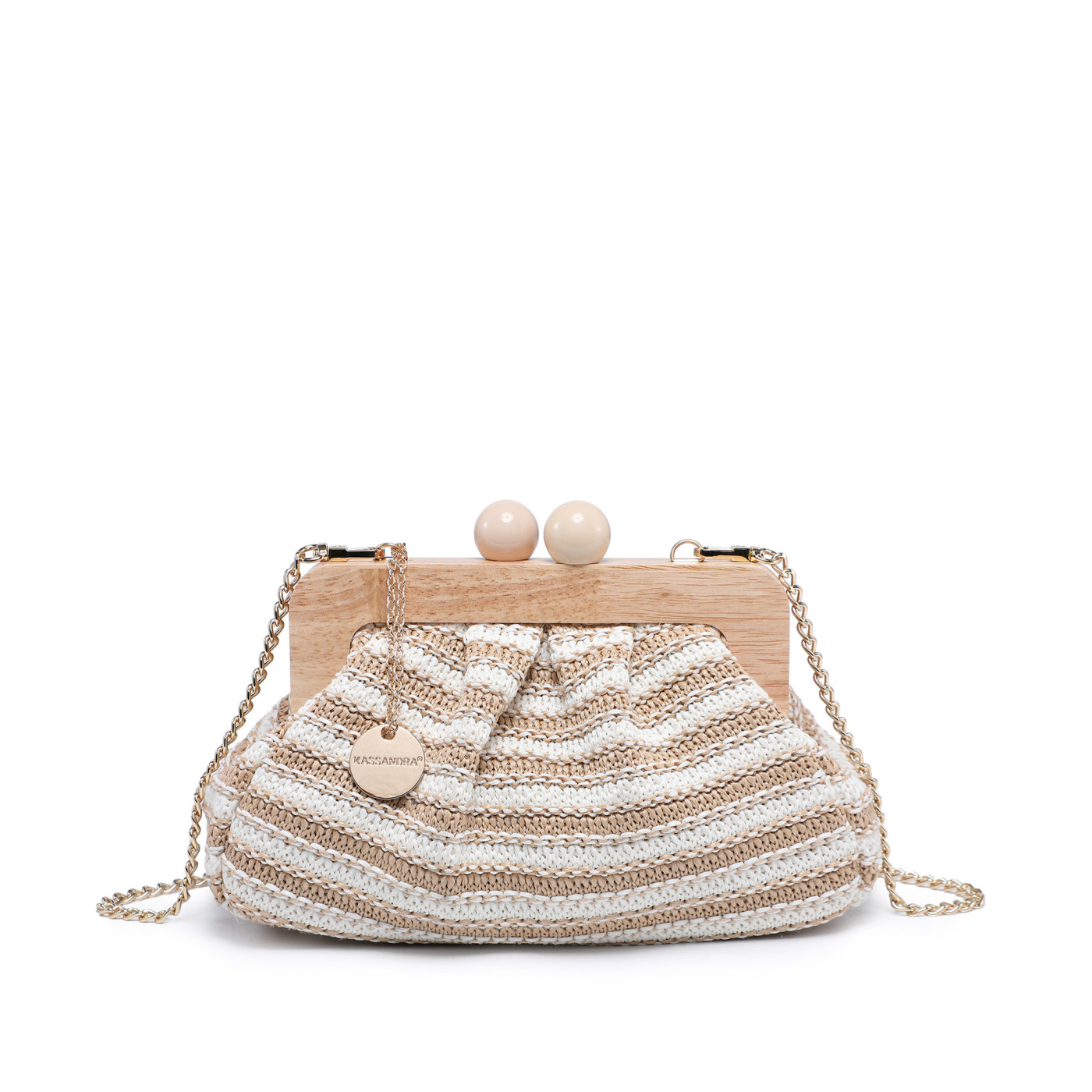 Raffia handbag with stripes