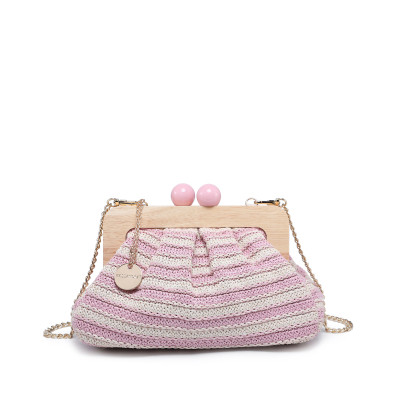 Raffia handbag with stripes