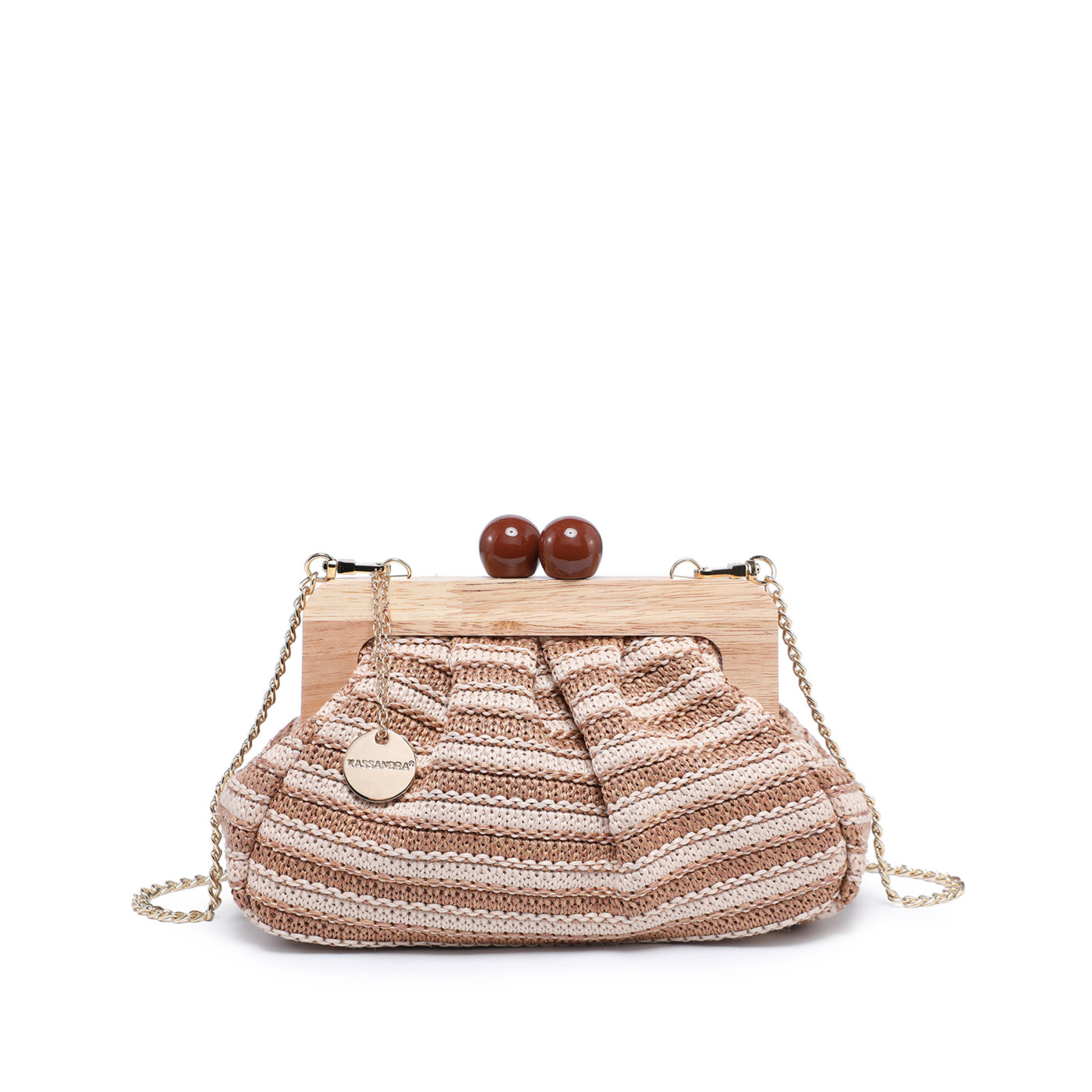 Raffia handbag with stripes