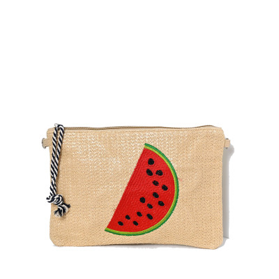 Raffia handbag with watermelon