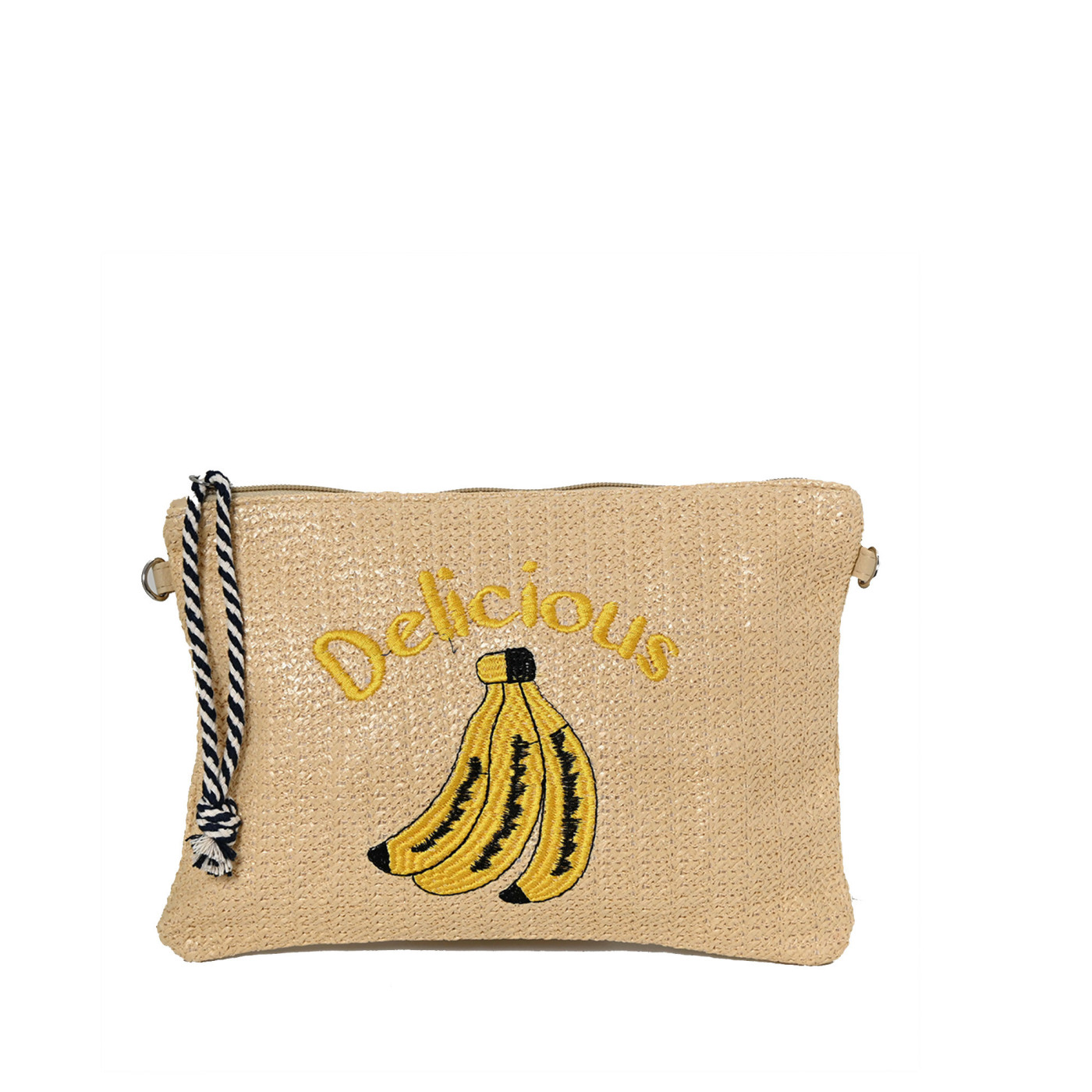 Raffia handbag with bananas