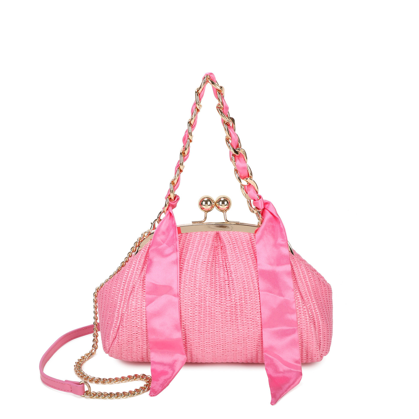 Handbag with satin ribbon