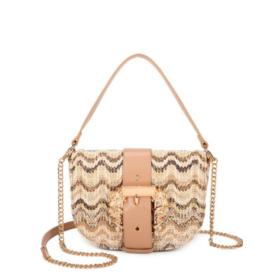 Raffia handbag with buckle