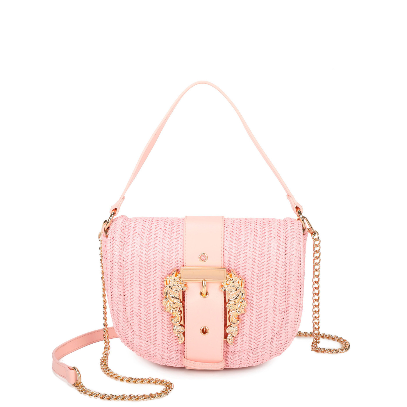 Raffia handbag with buckle