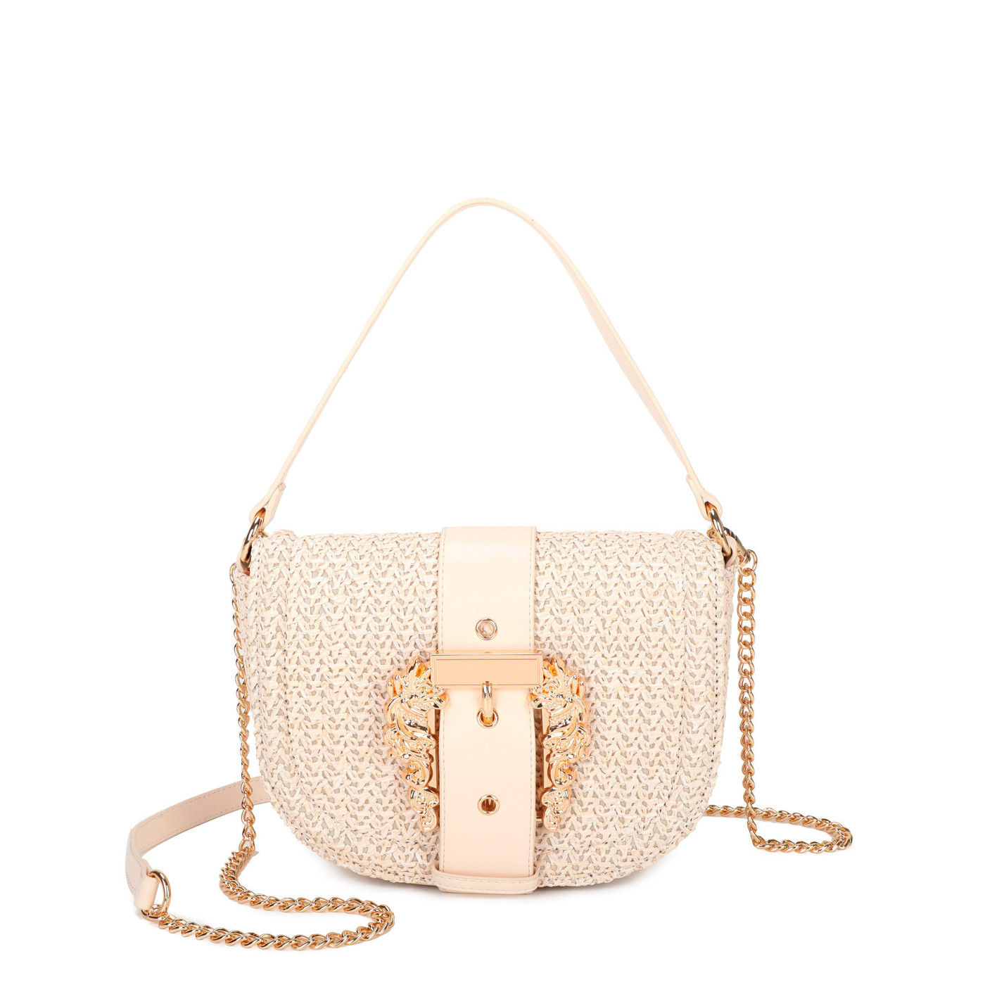 Raffia handbag with buckle