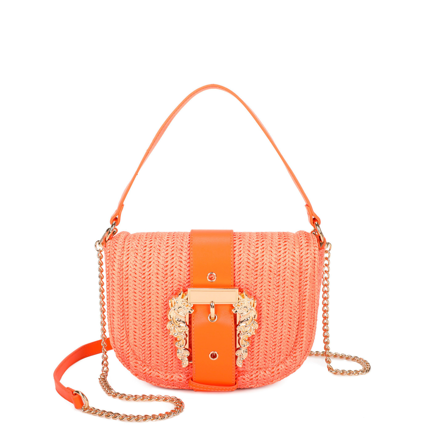 Raffia handbag with buckle