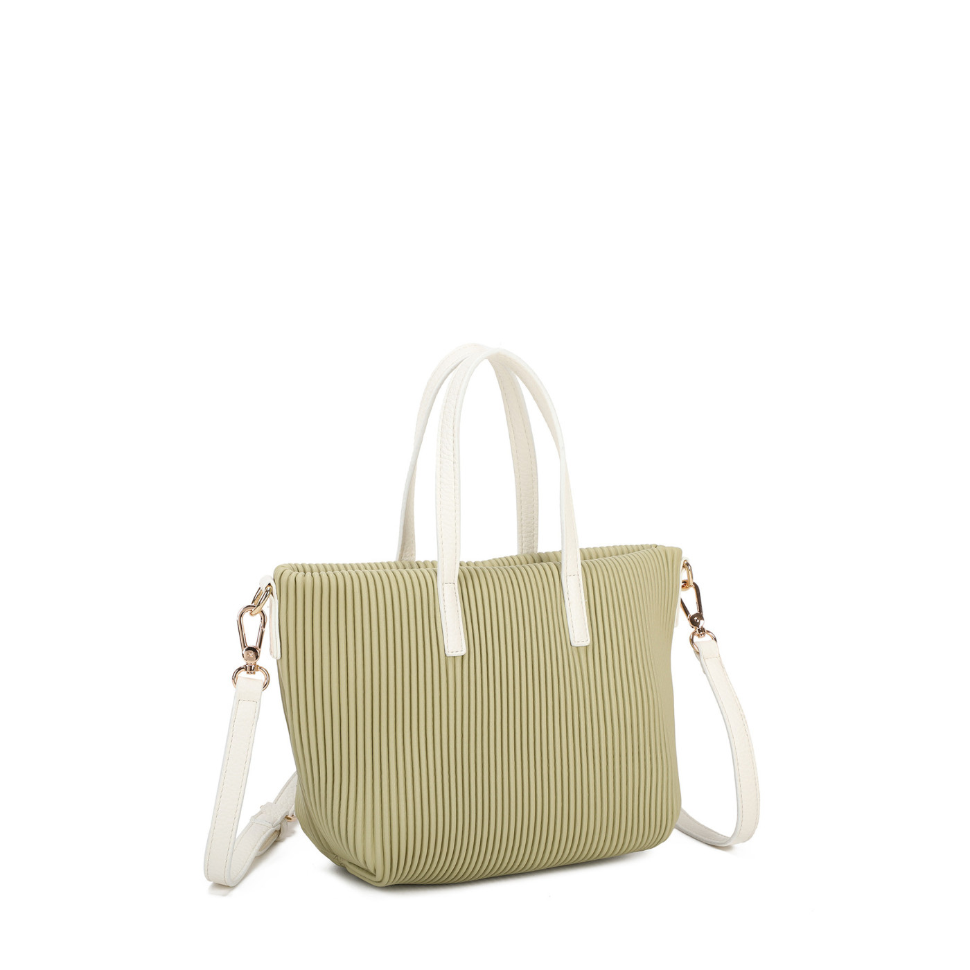 Bolso de mano con asa blanca