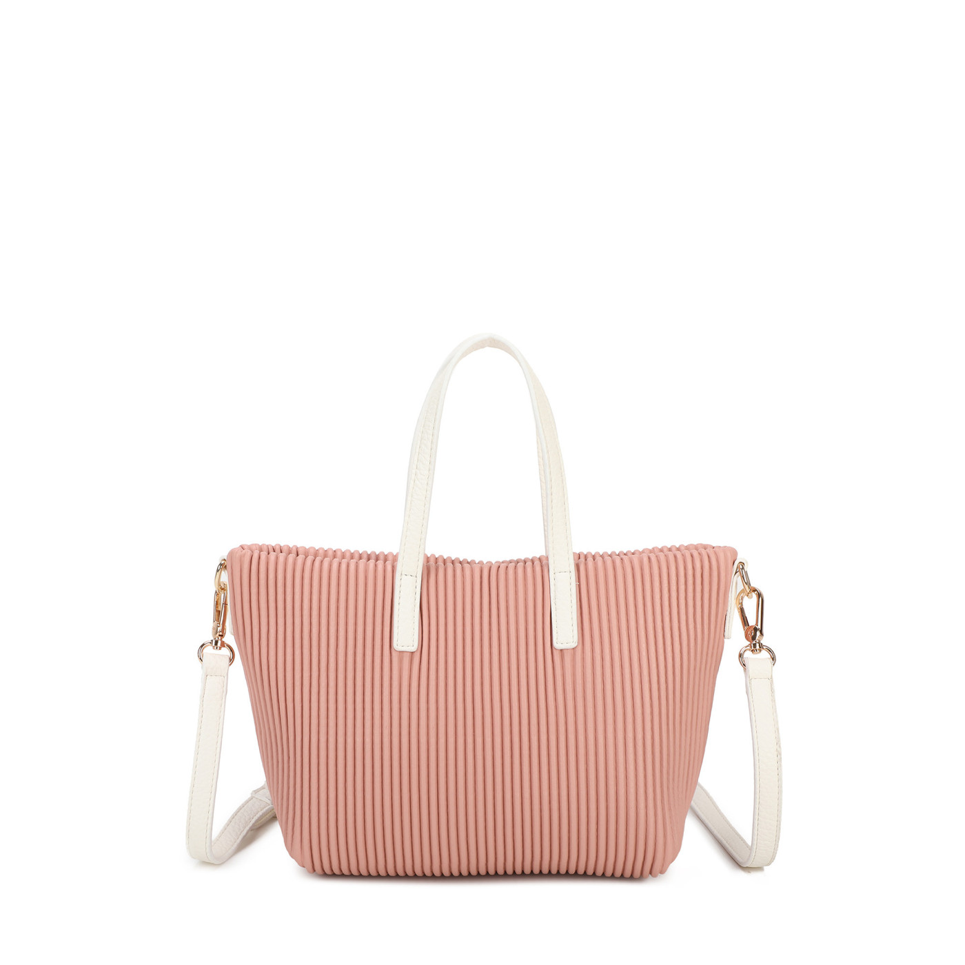 Bolso de mano con asa blanca