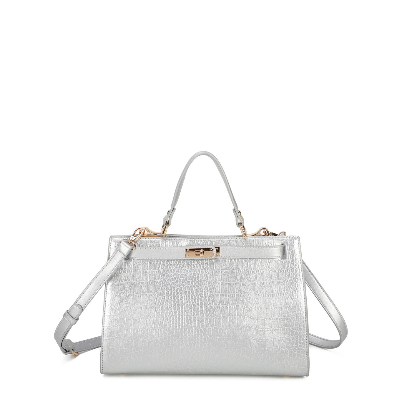 Croc-effect Shopper bag with closure