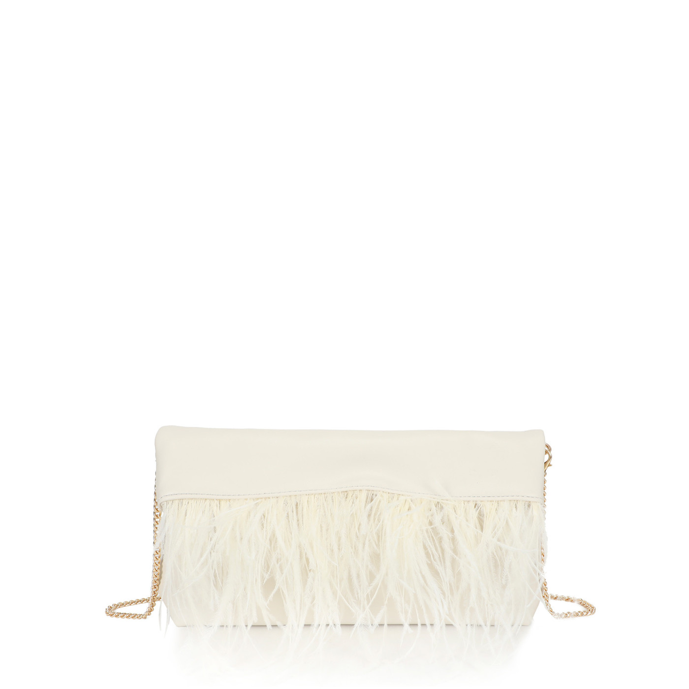 Sac bandoulière style nappa avec plumes