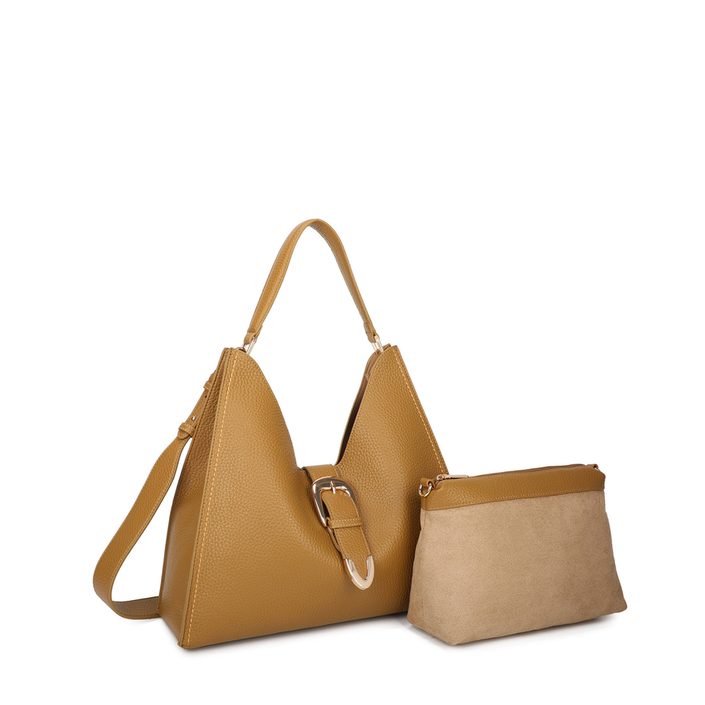 Shopper bag with golden buckle