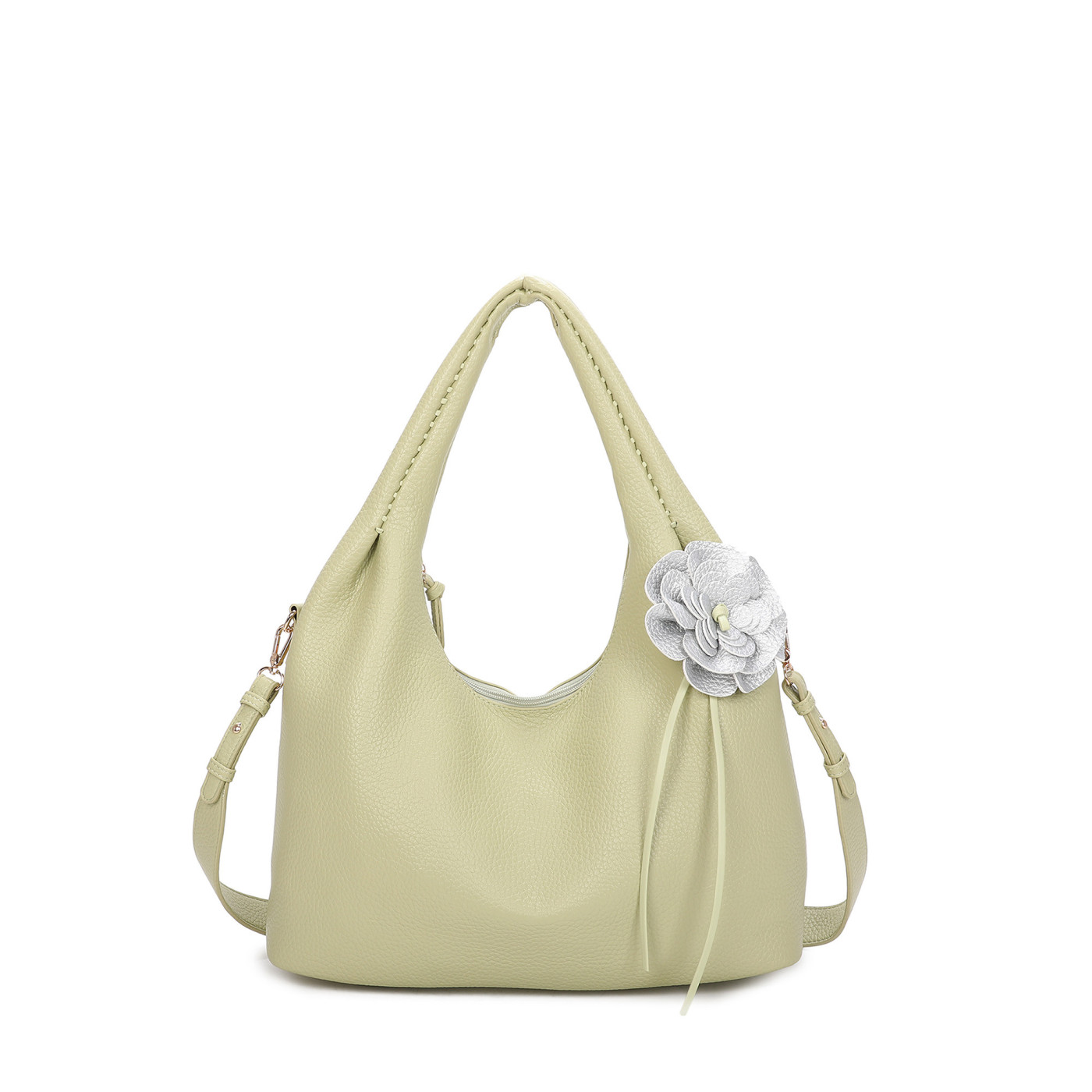 Bolso Shopper con flor y cierre