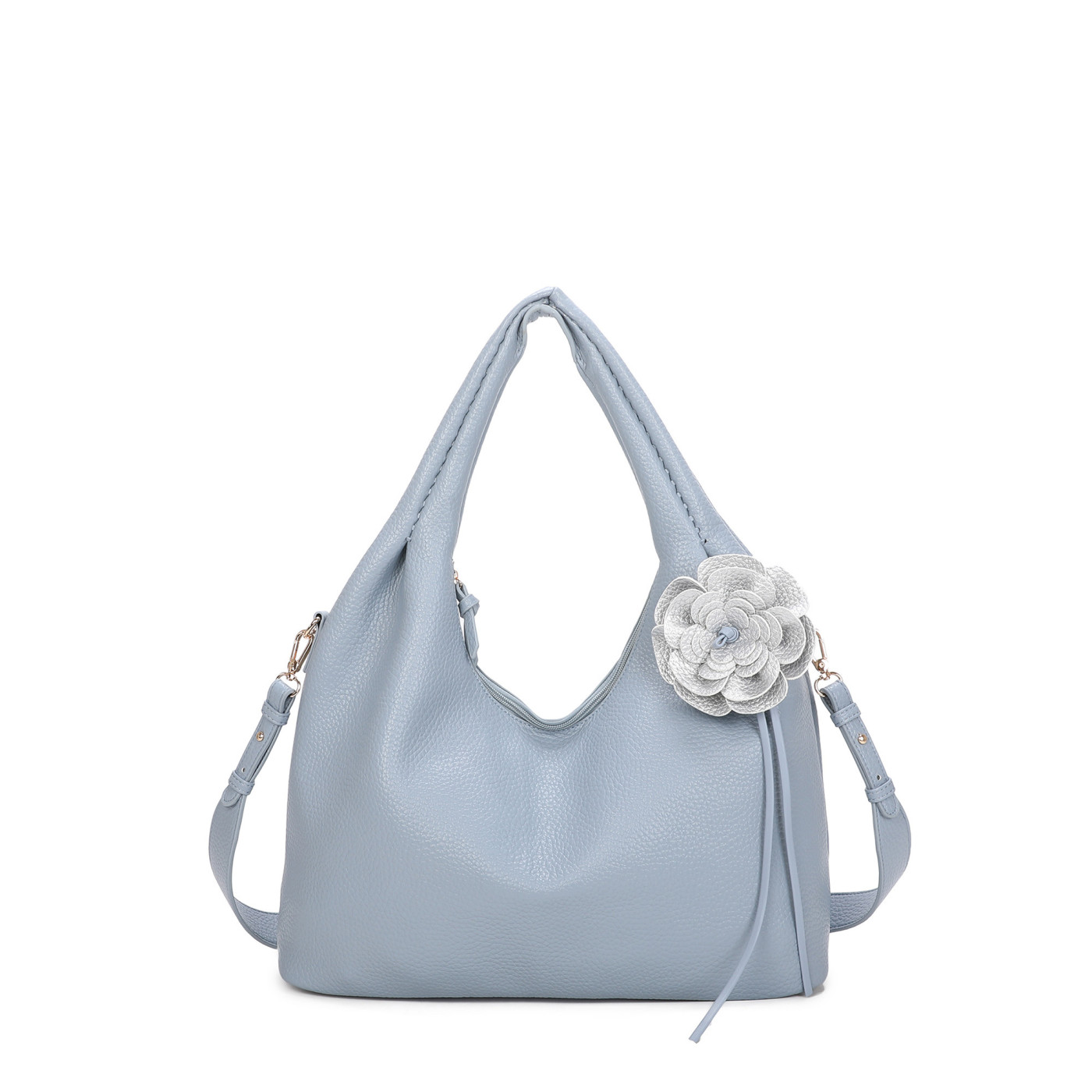 Borsa Shopper con fiore e chiusura