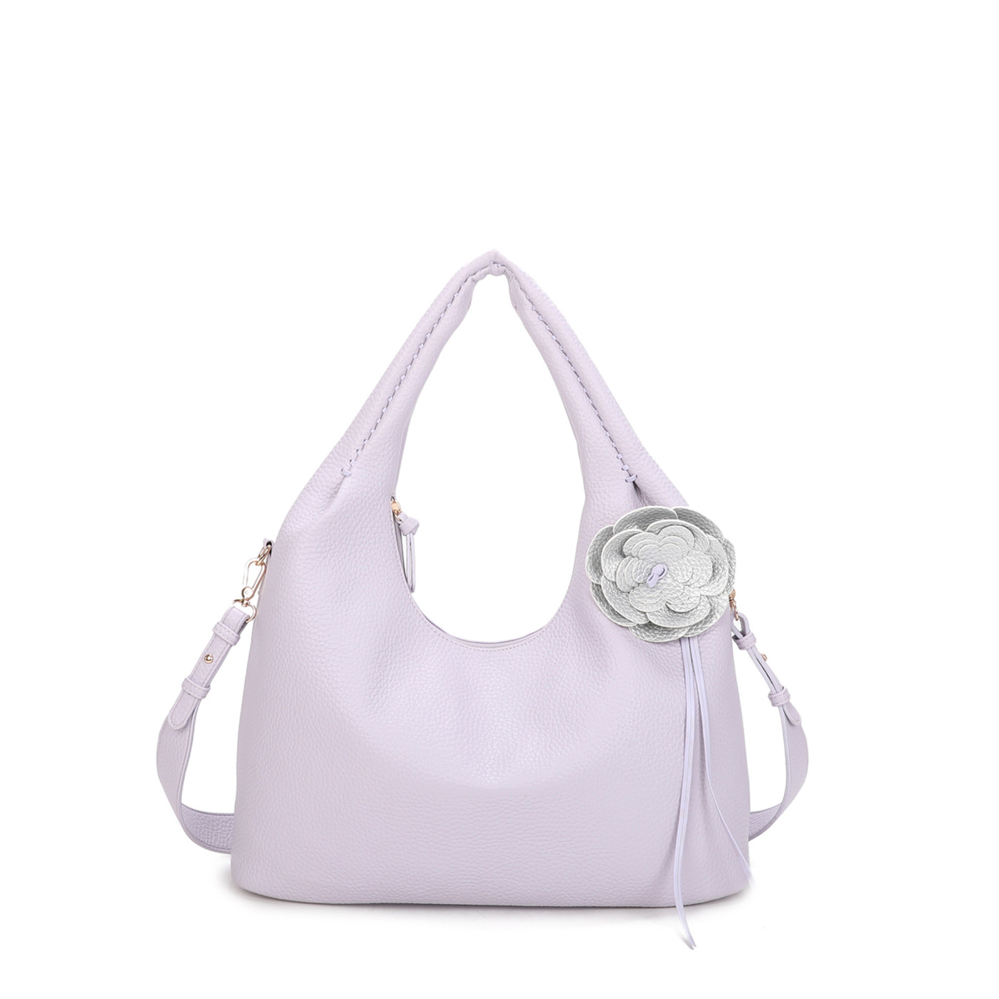 Bolso Shopper con flor y cierre