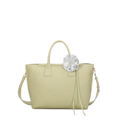 Bolso Shopper con flor y costura