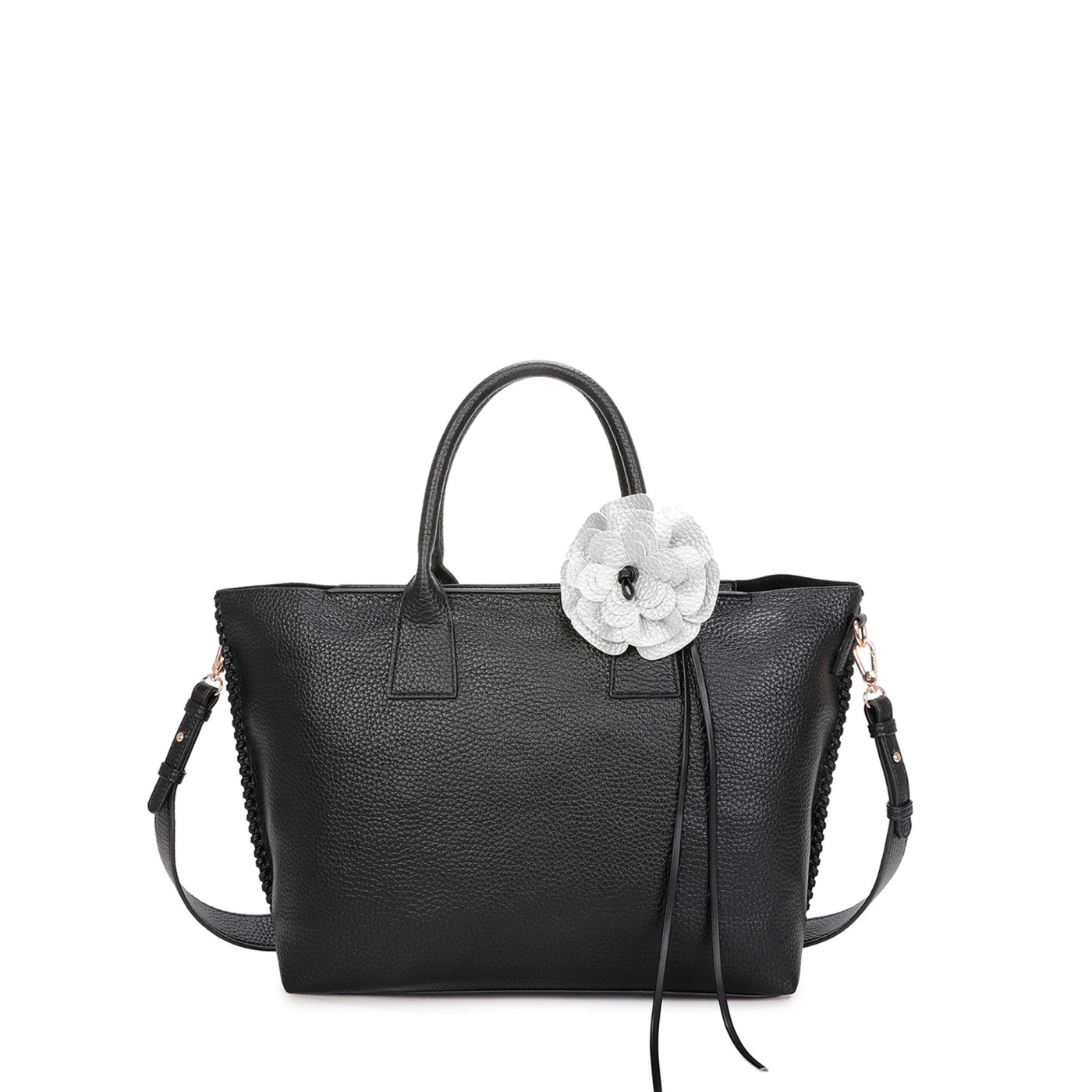 Bolso Shopper con flor y costura