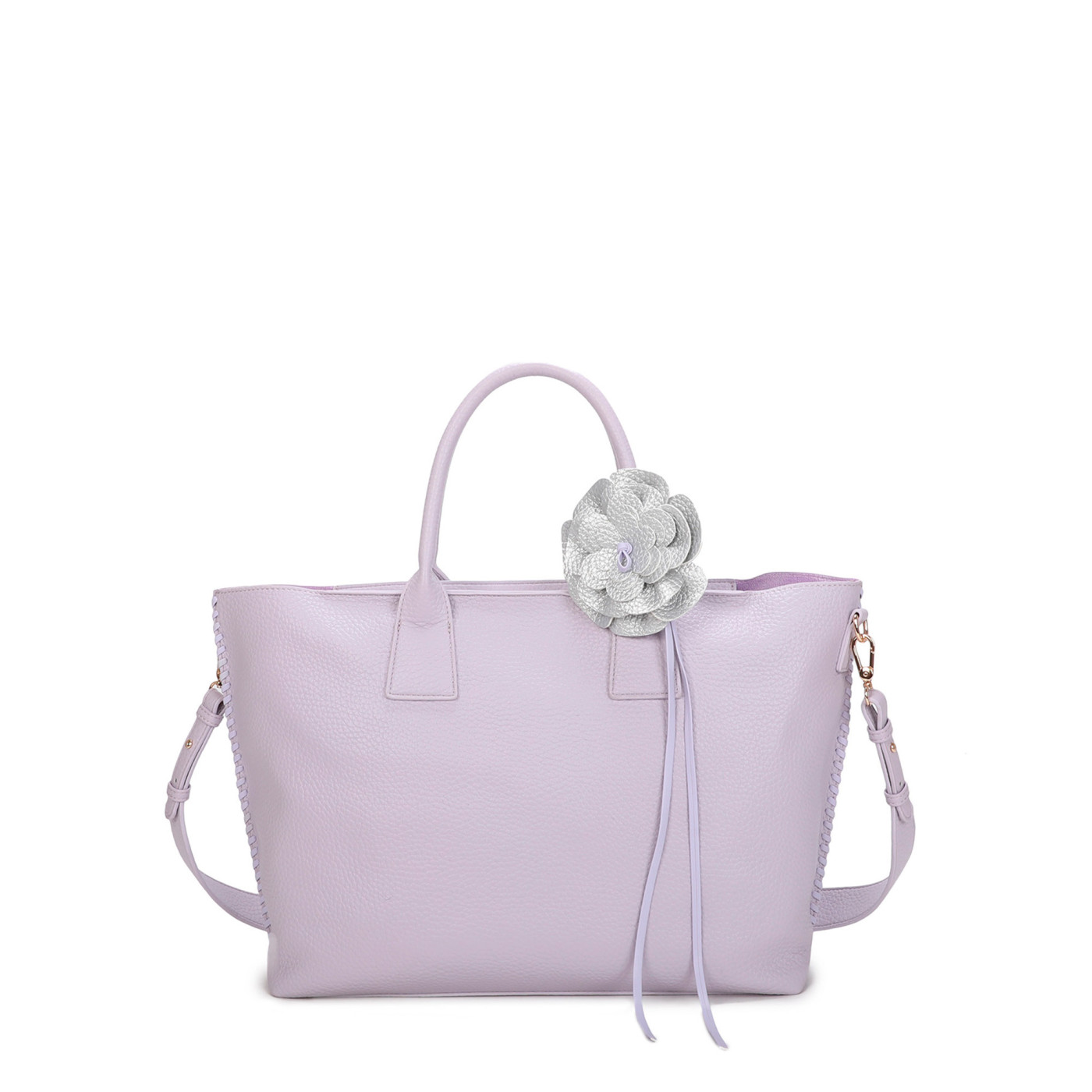 Borsa Shopper con fiore e cucitura