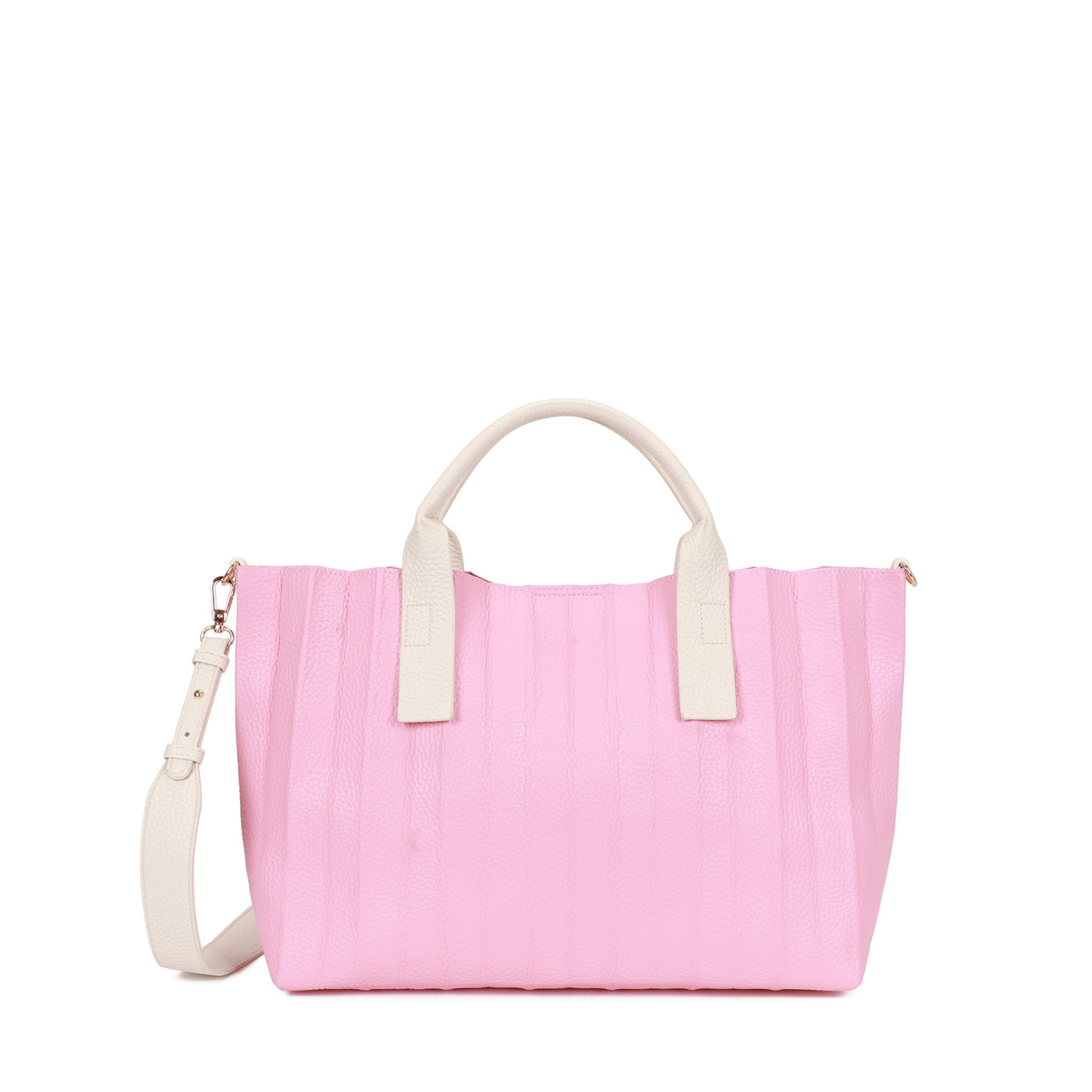 Rectangular pleated shopper bag